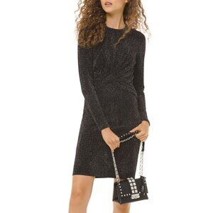MICHAEL Michael Kors Metallic Knit Twist Front Waist Sheath Mini Dress